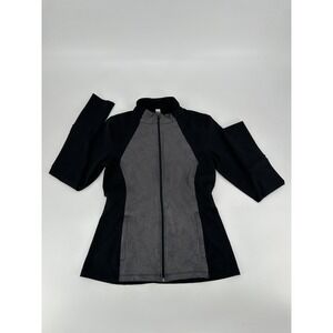 Manduka Made For Yoga Full Zip Athletic Sweater Women's Black Silver Size Medium